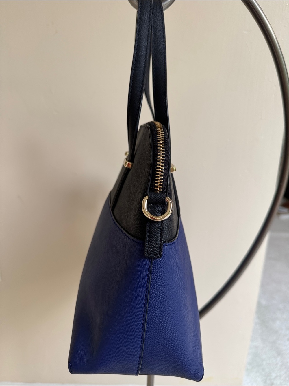 kate Spade Two-Tone Black and Blue Dome Satchel Bag - Picture 5 of 13